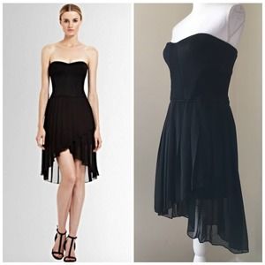 BCBG Black Strapless Corset Silk Chiffon Hi-Low Dress 4